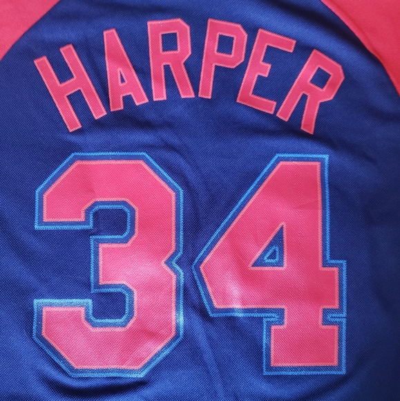 Bryce Harper Red and Blue Washington Nationals Jersey Genuine Merchandise MLB - Picture 4 of 7